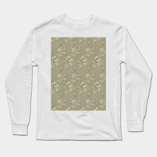 Woodblock print texture beige Long Sleeve T-Shirt